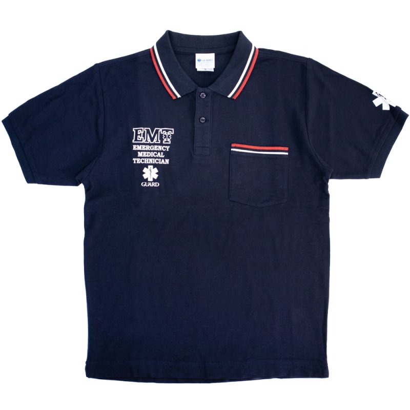 画像4: 【アウトレット】EMTデザイン ポケット付 ライン入り鹿の子ポロシャツ | EMT PARAMEDIC (4)