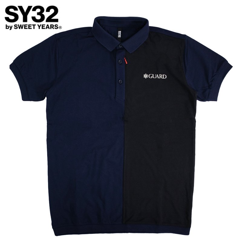画像1: 【アウトレット】GUARD×SY32 CRAZY POLO 切替デザイン ポロシャツ  (1)