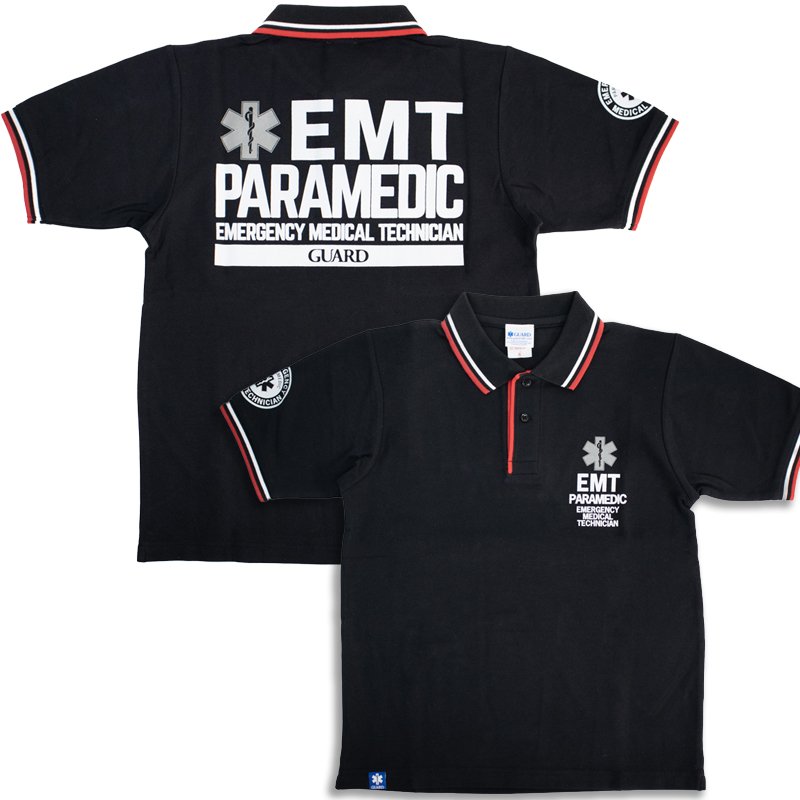 画像1: 【アウトレット】EMTデザイン ドライ鹿の子 ライン入りポロシャツ | EMT PARAMEDIC (1)