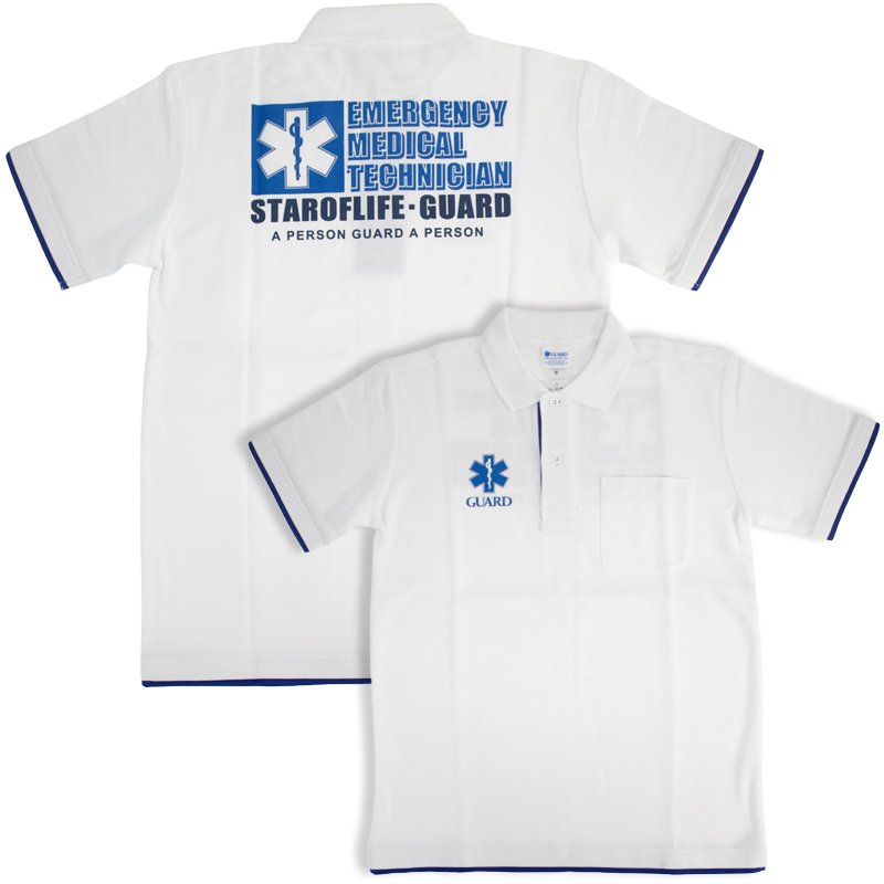 画像1: 【アウトレット】STAR OF LIFEデザイン レイヤード風 鹿の子ポロシャツ | emergency medical technician (1)