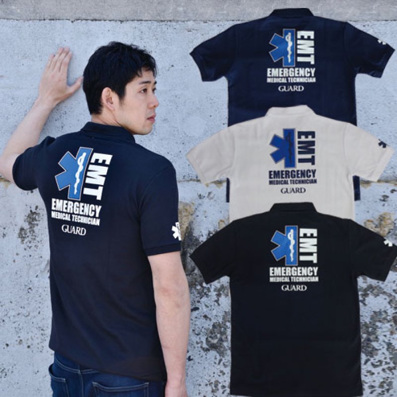 画像5: 胸ポケット付 鹿の子ポロシャツ/スターオブライフ EMT 救急救命士 (5)