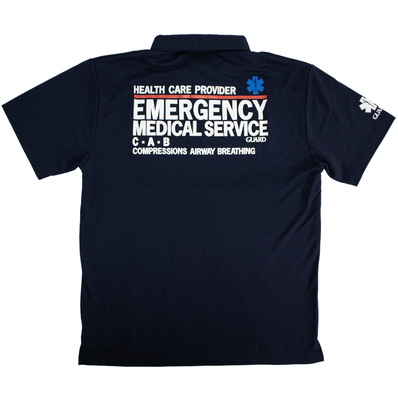 EMSデザイン ドライ素材 ボタンダウンポロシャツ | Emergency Medical Service ネイビーバック