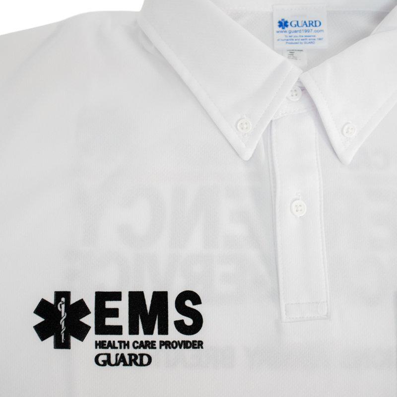 EMSデザイン ドライ素材 ボタンダウンポロシャツ | Emergency Medical Service 右胸プリント